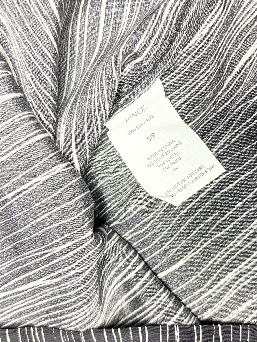 Vince 100% Silk Striped Black and White Long Sleeve Tunic Dress - Picture 3 of 7